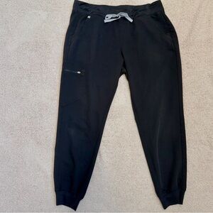 Figs Zamora Black Jogger Scrubs Pants size L